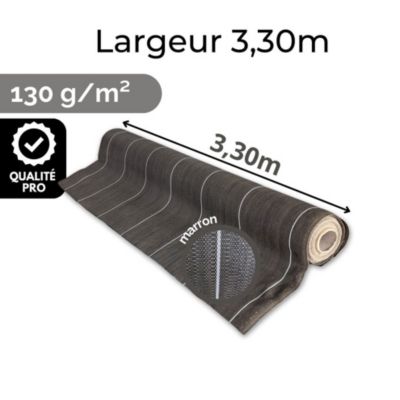 Toile de paillage anti mauvaises herbes Longueur 10m Largeur 3,3m Coloris Marron 130gr m2 Grande Largeur ZENLYS