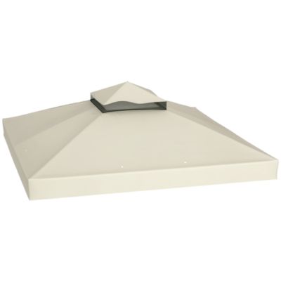 Toile de rechange barnum tonnelle 3 x 3 m - toit double avec œillets drainage - polyester haute densité 370 g/m² beige