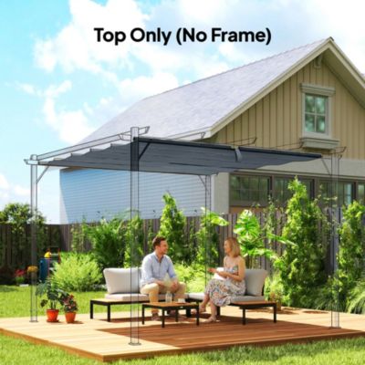 Toile de rechange pergola rétractable 3x3m polyester gris foncé