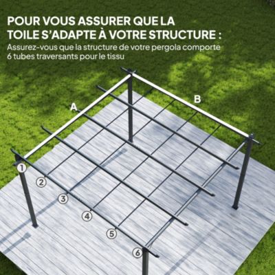 Toile de rechange pergola rétractable 3x3m polyester gris foncé