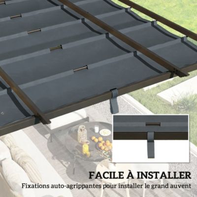 Toile de rechange pergola rétractable 3x3m polyester gris foncé