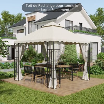 Toile de rechange pour barnum tonnelle 3 x 3 m tissu polyester haute densité 180 g/m² anti-UV crème