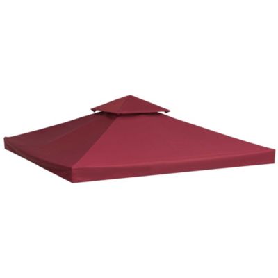 Toile de rechange pour pavillon tonnelle tente 3 x 3 m polyester haute densité 180 g/m² bordeaux