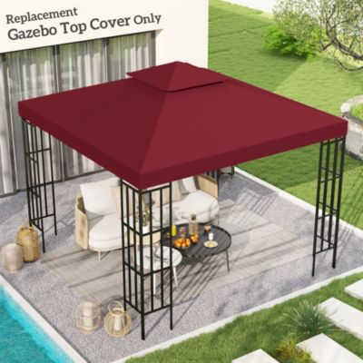 Toile de rechange pour pavillon tonnelle tente 3 x 3 m polyester haute densité 180 g/m² bordeaux