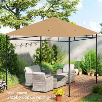 Toile de rechange pour pavillon tonnelle tente 3 x 3 m polyester haute densité 180 g/m² revêtement PA anti-UV beige