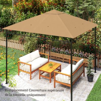 Toile de rechange pour pavillon tonnelle tente 3 x 3 m polyester haute densité 180 g/m² revêtement PA anti-UV beige