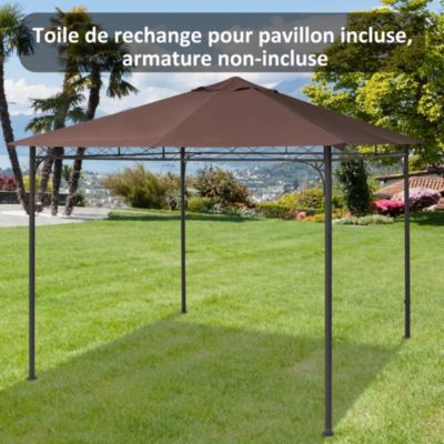 Toile de rechange pour pavillon tonnelle tente 3 x 3 m polyester haute densité 180 g/m² revêtement PA anti-UV chocolat