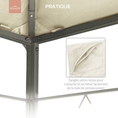 Toile de rechange pour pavillon tonnelle tente 3 x 3 m polyester haute densité 180 g/m² revêtement PA anti-UV crème