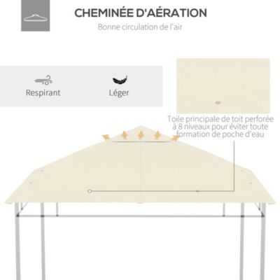 Toile de rechange pour pavillon tonnelle tente 3 x 3 m polyester haute densité 180 g/m² revêtement PA anti-UV crème