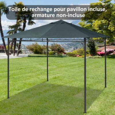 Toile De Remplacement Pour Tonnelle 2x2 M - Anthracite, Tissu Oxford 600D Avec Revêtement PVC - 12