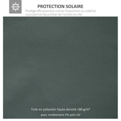 Toile de rechange pour pavillon tonnelle tente 3 x 3 m polyester haute densité 180 g/m² revêtement PA anti-UV gris