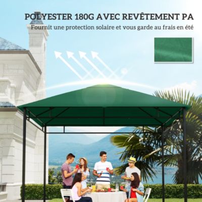 Toile de rechange pour pavillon tonnelle tente 3 x 3 m polyester haute densité 180 g/m² revêtement PA anti-UV vert