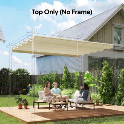 Toile de rechange pour pergola rétractable 3 x 3 m polyester haute densité 180 g/m² imperméabilisé blanc cassé