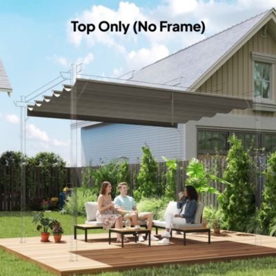 Toile de rechange pour pergola rétractable 3 x 3 m polyester haute densité 180 g/m² imperméabilisé gris