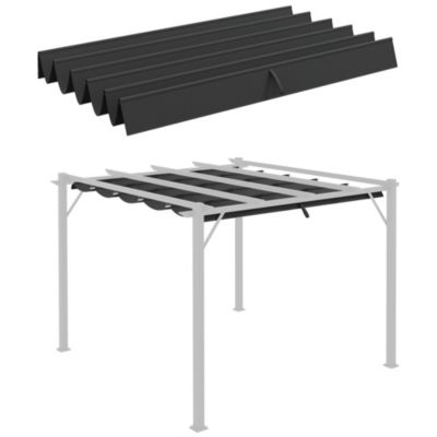 Toile de rechange pour pergola rétractable 3 x 3 m polyester haute densité imperméabilisé gris