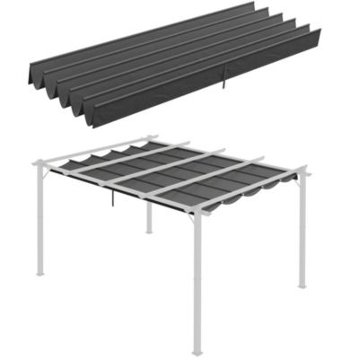 Toile de rechange pour pergola rétractable 4 x 3 m polyester haute densité 180 g/m² imperméabilisé gris