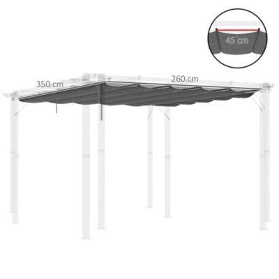 Toile de rechange pour pergola rétractable 4 x 3 m polyester haute densité 180 g/m² imperméabilisé gris