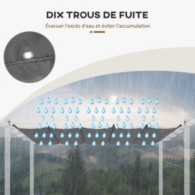 Toile de rechange pour pergola rétractable 4 x 3 m polyester haute densité 180 g/m² imperméabilisé gris