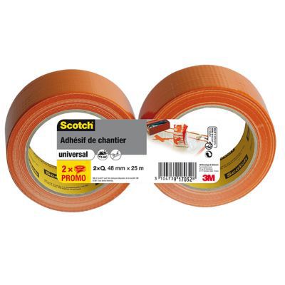 Rouleau adhésif orange de chantier en PVC scotch orange pas cher