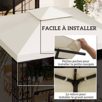 Toile de toit de rechange pour pavillon tonnelle tente 3x3m crème