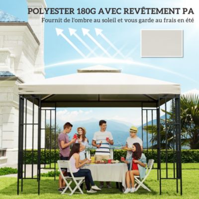 Toile de toit de rechange pour pavillon tonnelle tente 3x3m crème
