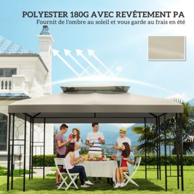 Toile de toit de rechange pour pavillon tonnelle tente 3x4m crème