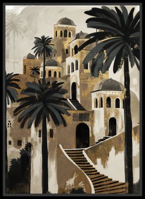 Toile encadrée Oasis paisible, brillant, cadre noir 50 x 70cm Dada Art