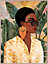 Toile femme africaine orange, vert Dada Art l.64 x H.84 cm