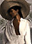 Toile femme chapeau blanc, marron, vert Dada Art l.50 x H.70 cm