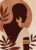 Toile femme profil marron Dada Art l.50 x H.70 cm