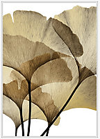 Toile fleurs or et blanc 65x92cm