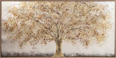 Tableau Atmosphera Toile Imprimée Feuilles Dorées Encadrée