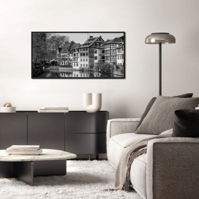 Toile imprimée Bank B&W montée sur châssis bois en pin 50x100 cm