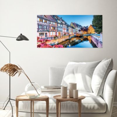 Toile imprimée Bank montée sur châssis bois en pin 50x100 cm