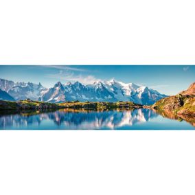 Toile imprimée couleur Alpes sommets Dada Art orientation paysage l.150 x H.50 x ép.3 cm