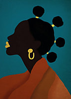 Toile imprimée femme africaine de profil L.120 x l.80 cm