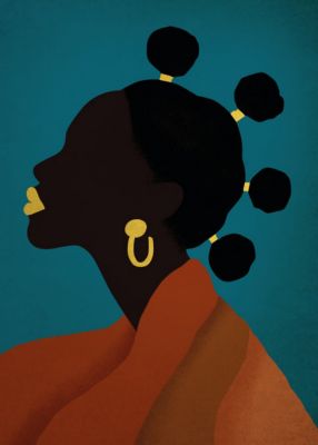 Toile imprimée femme africaine de profil L.120 x l.80 cm