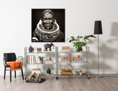 Toile imprimée Homme Tribu Africaine 75 x 75 cm