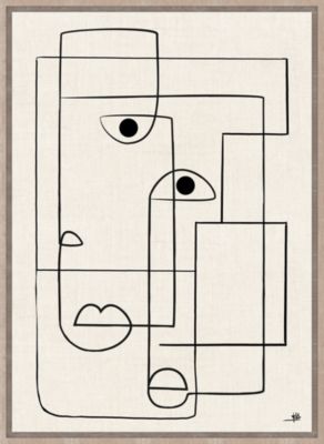 Toile imprimée lignes Dada Art l.50 x H.70 cm blanc
