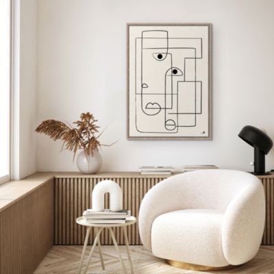 Toile imprimée lignes Dada Art l.50 x H.70 cm blanc