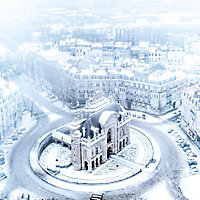 Toile imprimée Lille Porte de Paris neige 75 x 75 cm