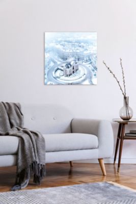 Toile imprimée Lille Porte de Paris neige 75 x 75 cm