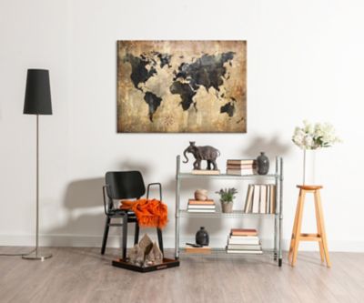 Tableau Toile Intissée - Carte Du Monde Décorative - Impression Murale Moderne K-A-0058-b-f