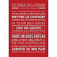 Toile imprimée Règles de la Cuisine rouge 45 x 65 cm