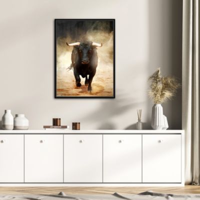 Toile imprimée Taureau montée sur châssis bois en pin 60x80 cm