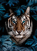 Toile imprimée tigre bleu l.60 x H.90 cm