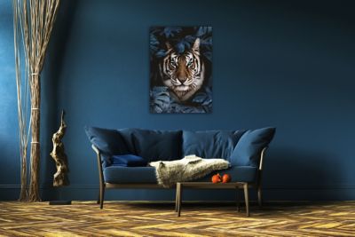 Toile imprimée tigre bleu l.60 x H.90 cm