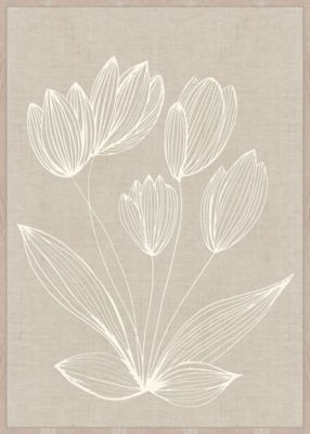 Toile imprimée tulipes tissé & relief Dada Art l.50 x H.70 cm beige