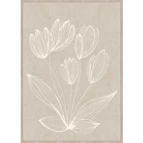 Toile imprimée tulipes tissé & relief Dada Art l.50 x H.70 cm beige