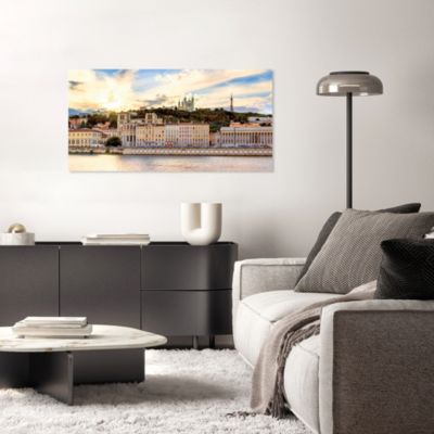 Toile imprimée ville de Lyon Dada Art montée sur châssis bois en pin 50x100 cm